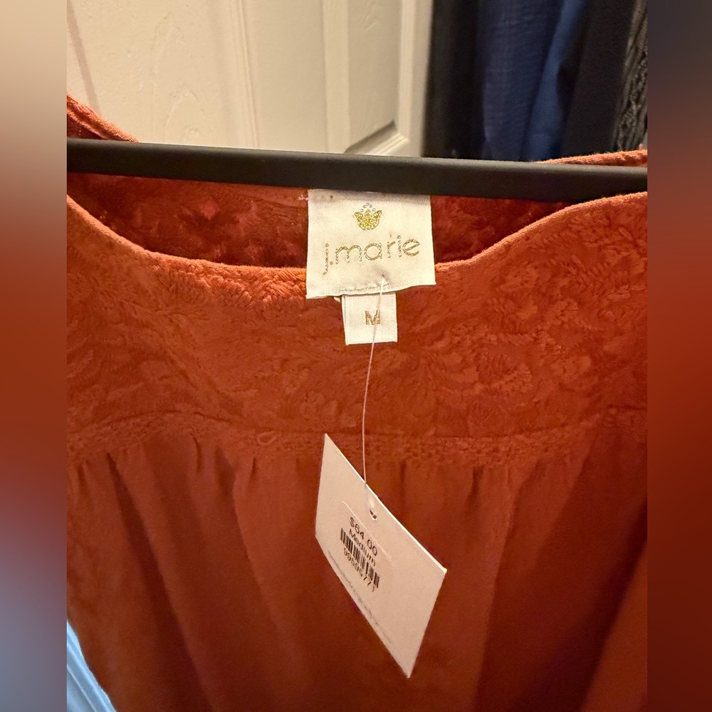 j.marie Rust Red Lace-Accent Women's Dress